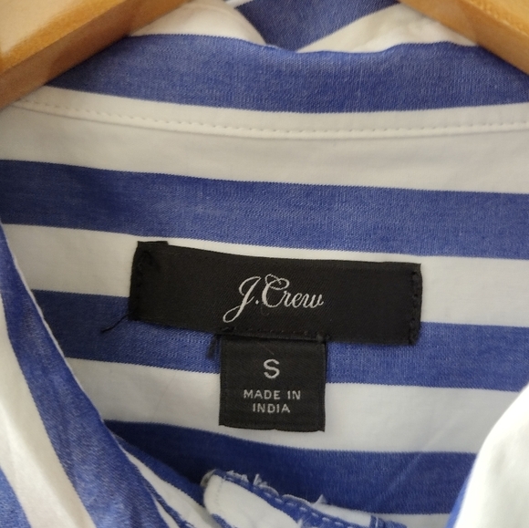 J. Crew Button-front tie-waist top in bold stripe cotton poplin - Picture 6 of 7